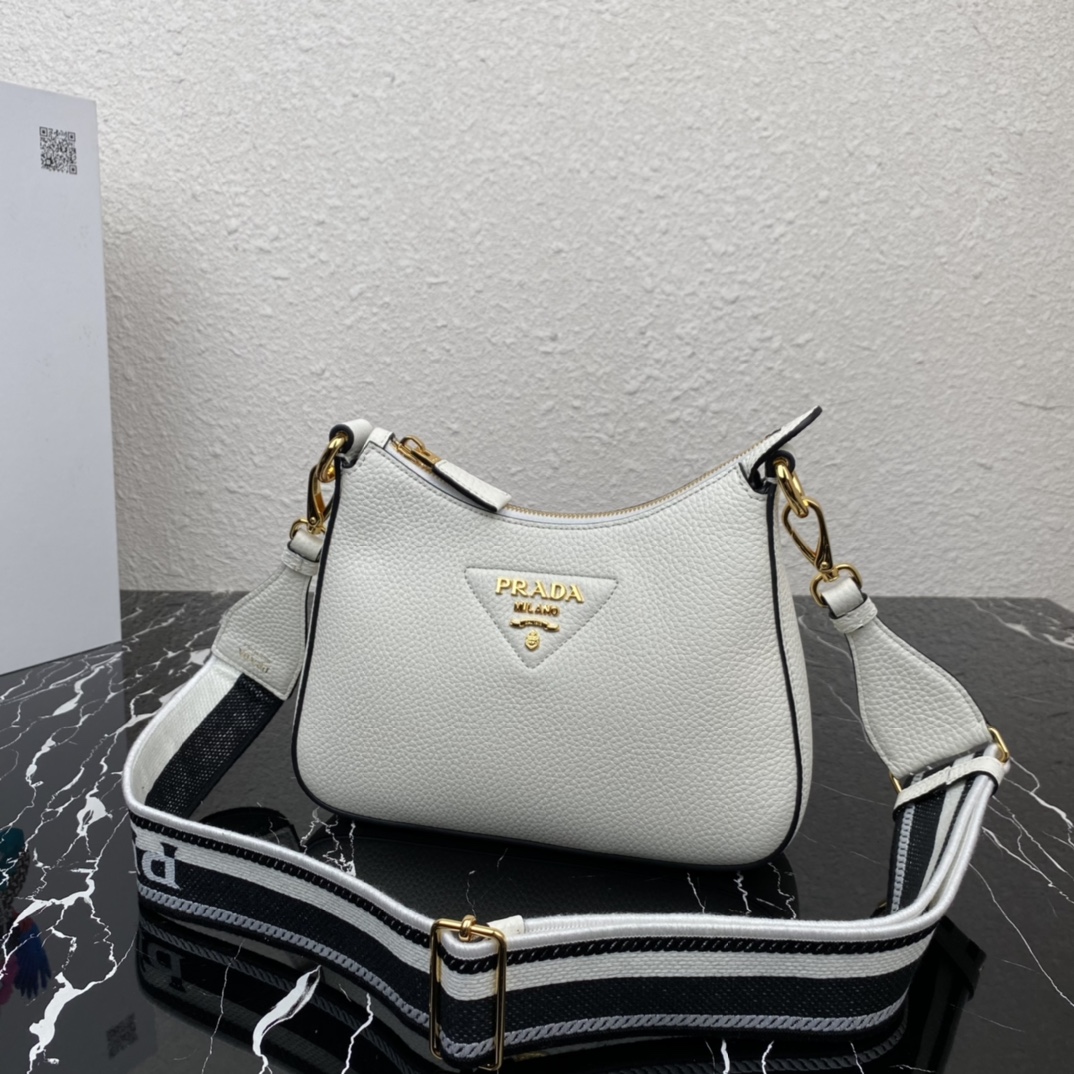 Prada Mini Leather Shoulder Bag Tote Handbag White 1BH193